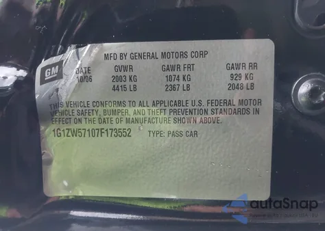 2007 Chevrolet Malibu Ss from USA, damaged, VIN 1G1ZW57107F173552